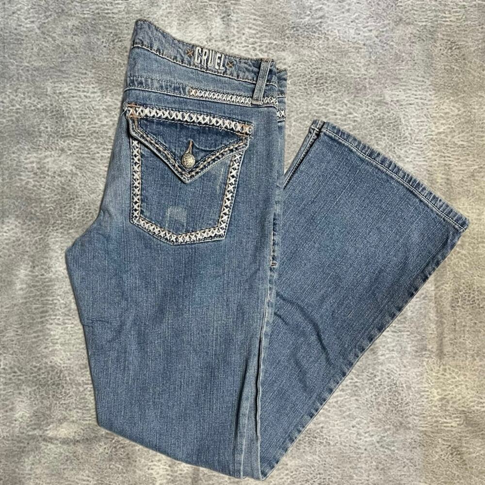 Y2k Cruel Embroidered Bootcut Jeans
